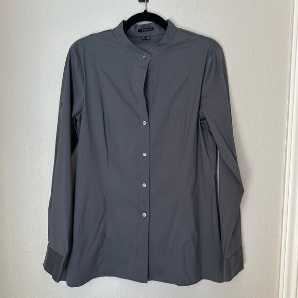 Theory Bundle of 2 Shirts, Cotton Blend, Grey/Tan Button Ups, Large - Picture 2 of 12
